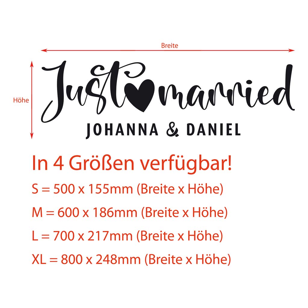 Autoaufkleber "Just married" - Fiona