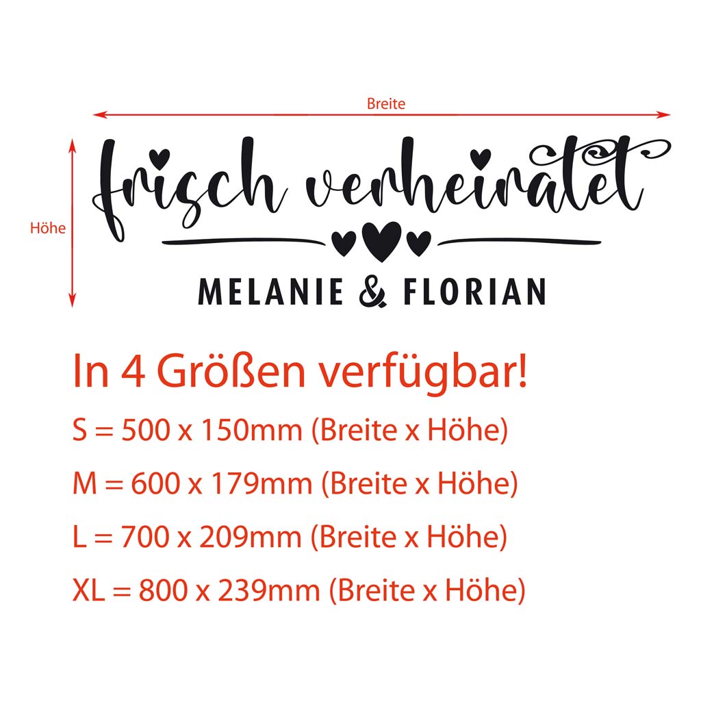 Autoaufkleber "frisch verheiratet" - Fiona