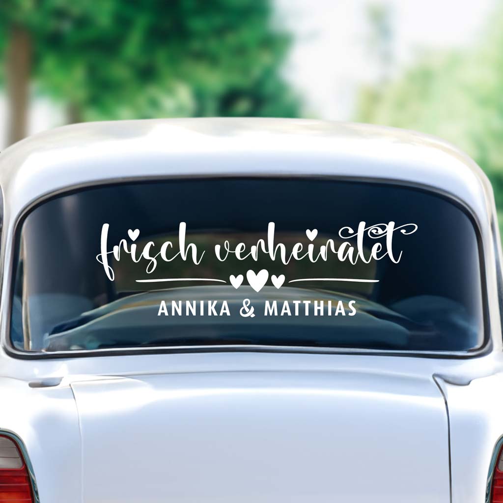 Autoaufkleber "frisch verheiratet" - Fiona