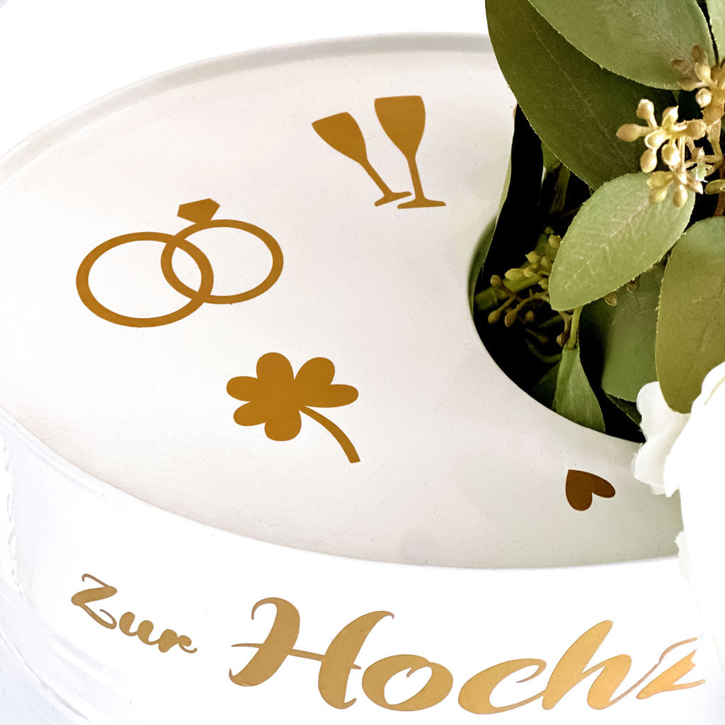 Aufkleber-Set für eine Gießkanne "zur Hochzeit"