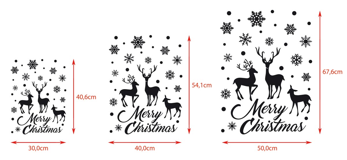 Aufkleber "Merry christmas - Hirsche"