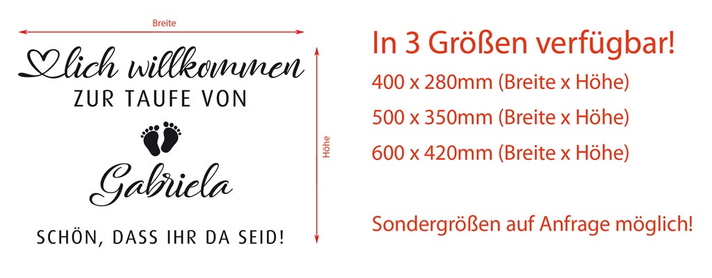 Personalisierter Aufkleber zur Taufe | Namens-Sticker für Willkommensschild | Taufdeko in Gold, Silber, Weiß oder Schwarz | Vinyl-Sticker