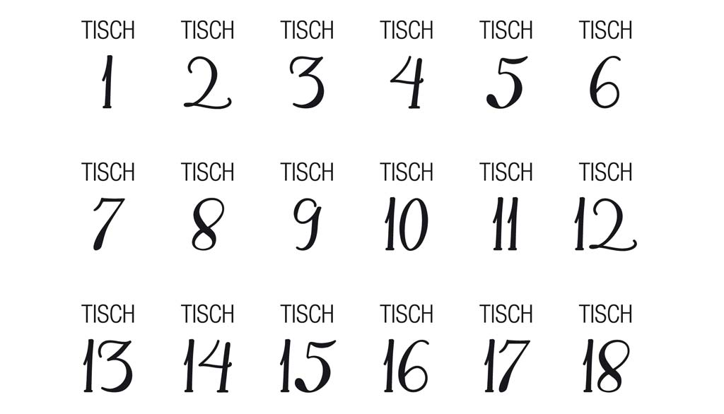 Aufkleber Tischnummern - Tara