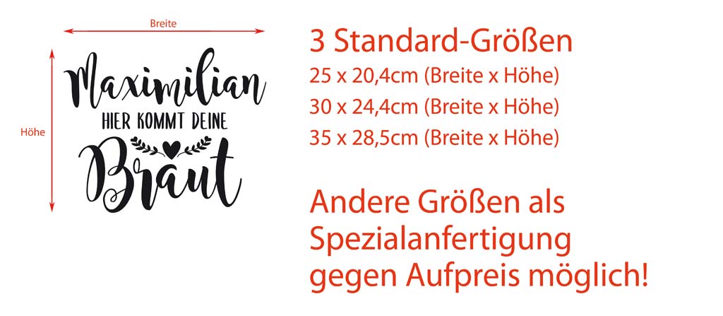 Aufkleber "Hier kommt deine Braut" - Maximilian