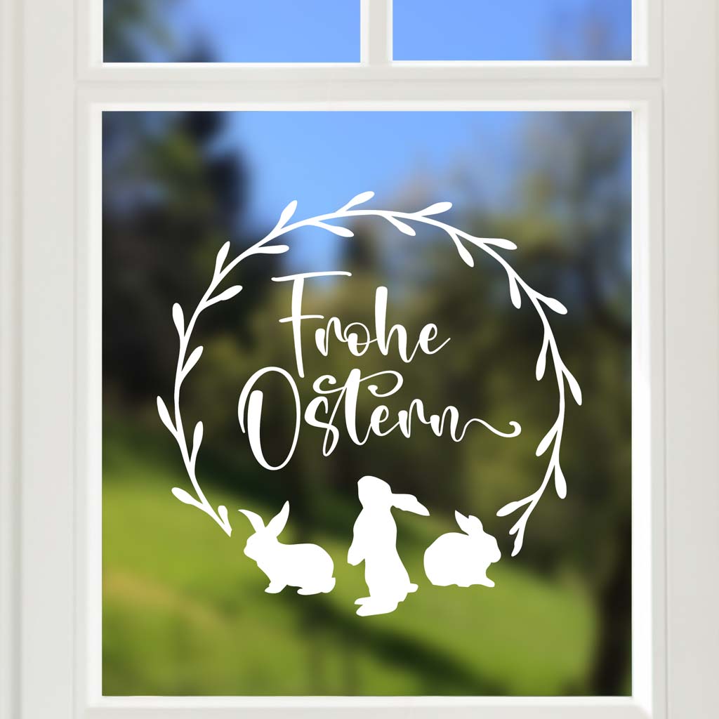 Aufkleber "Frohe Ostern" - 3 Hasen