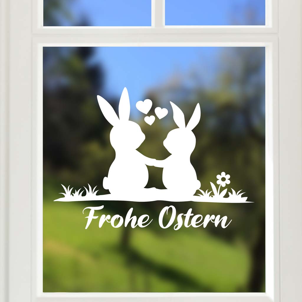 Aufkleber "Frohe Ostern" - Hasenpaar