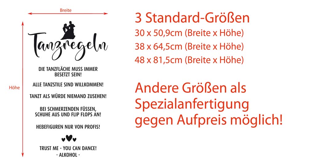 Aufkleber "Tanzregeln" - Fiona