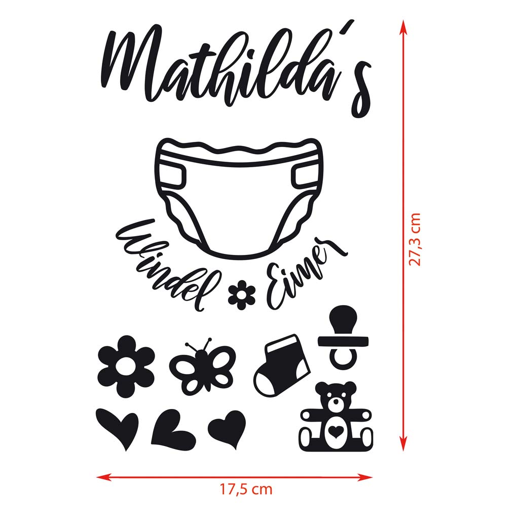 Sticker set "Diaper pail"