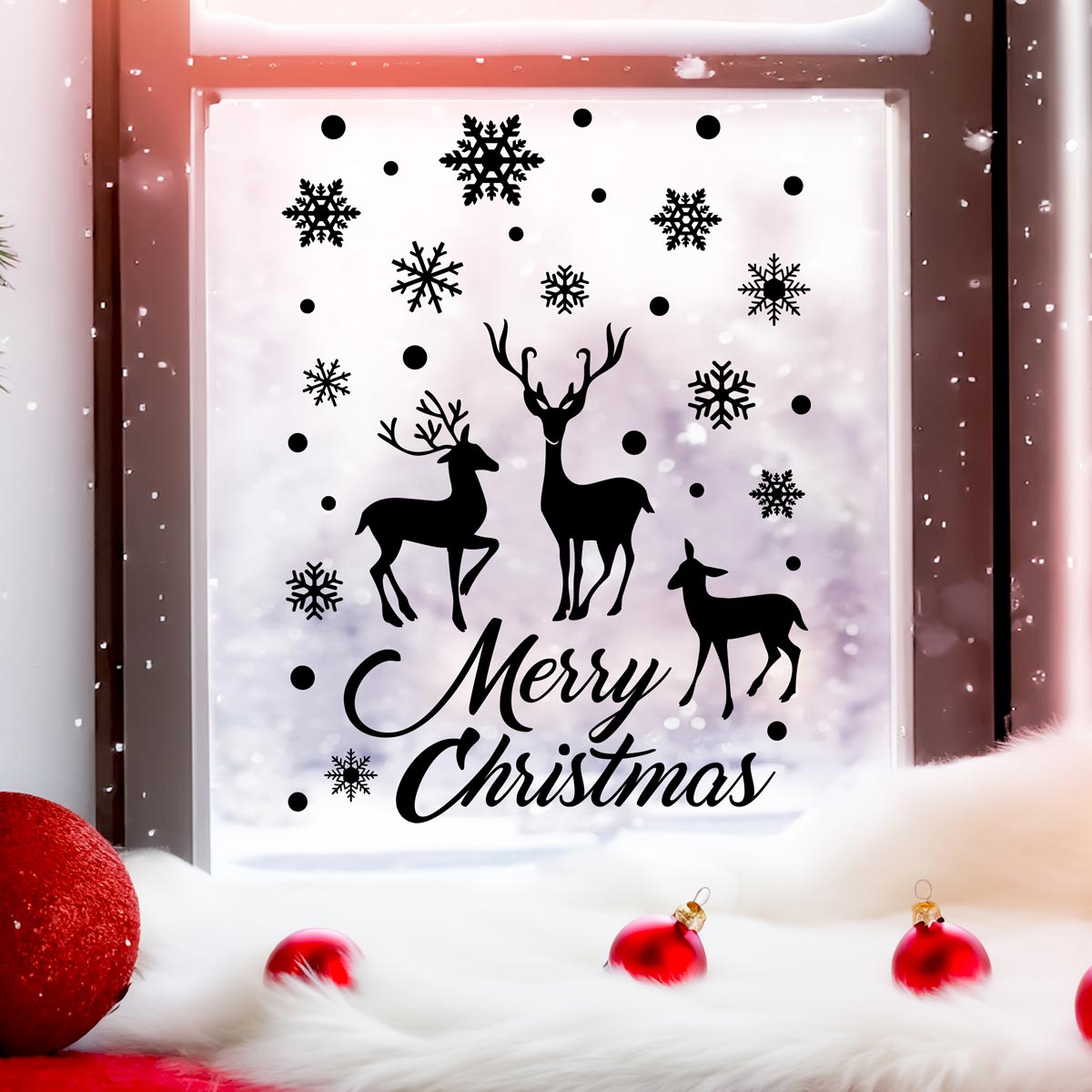 Aufkleber "Merry christmas - Hirsche"