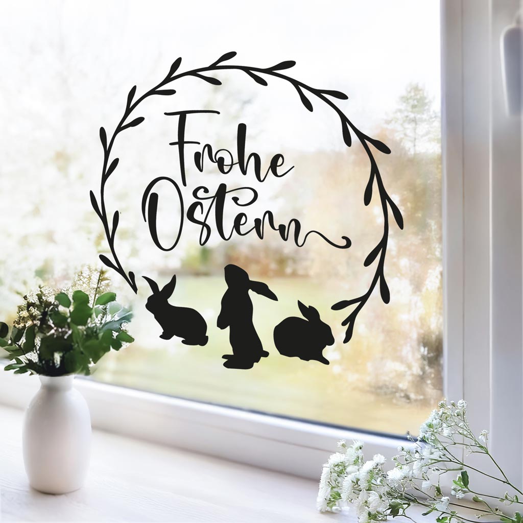 Aufkleber "Frohe Ostern" - 3 Hasen