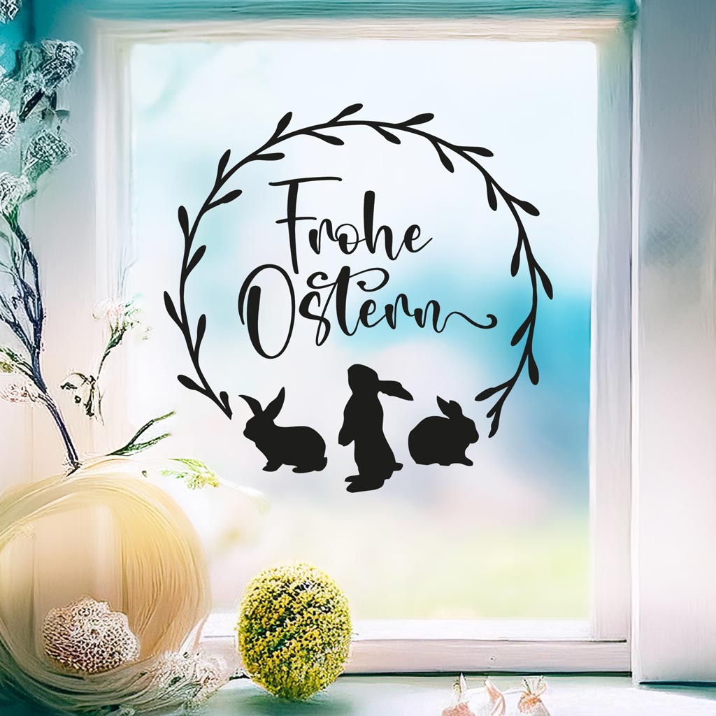 Aufkleber "Frohe Ostern" - 3 Hasen