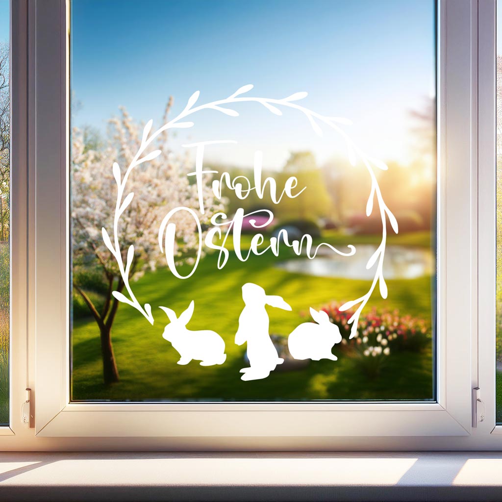 Aufkleber "Frohe Ostern" - 3 Hasen