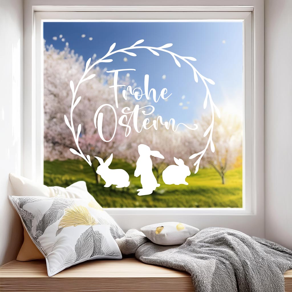 Aufkleber "Frohe Ostern" - 3 Hasen