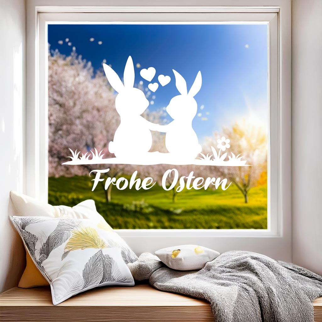 Aufkleber "Frohe Ostern" - Hasenpaar