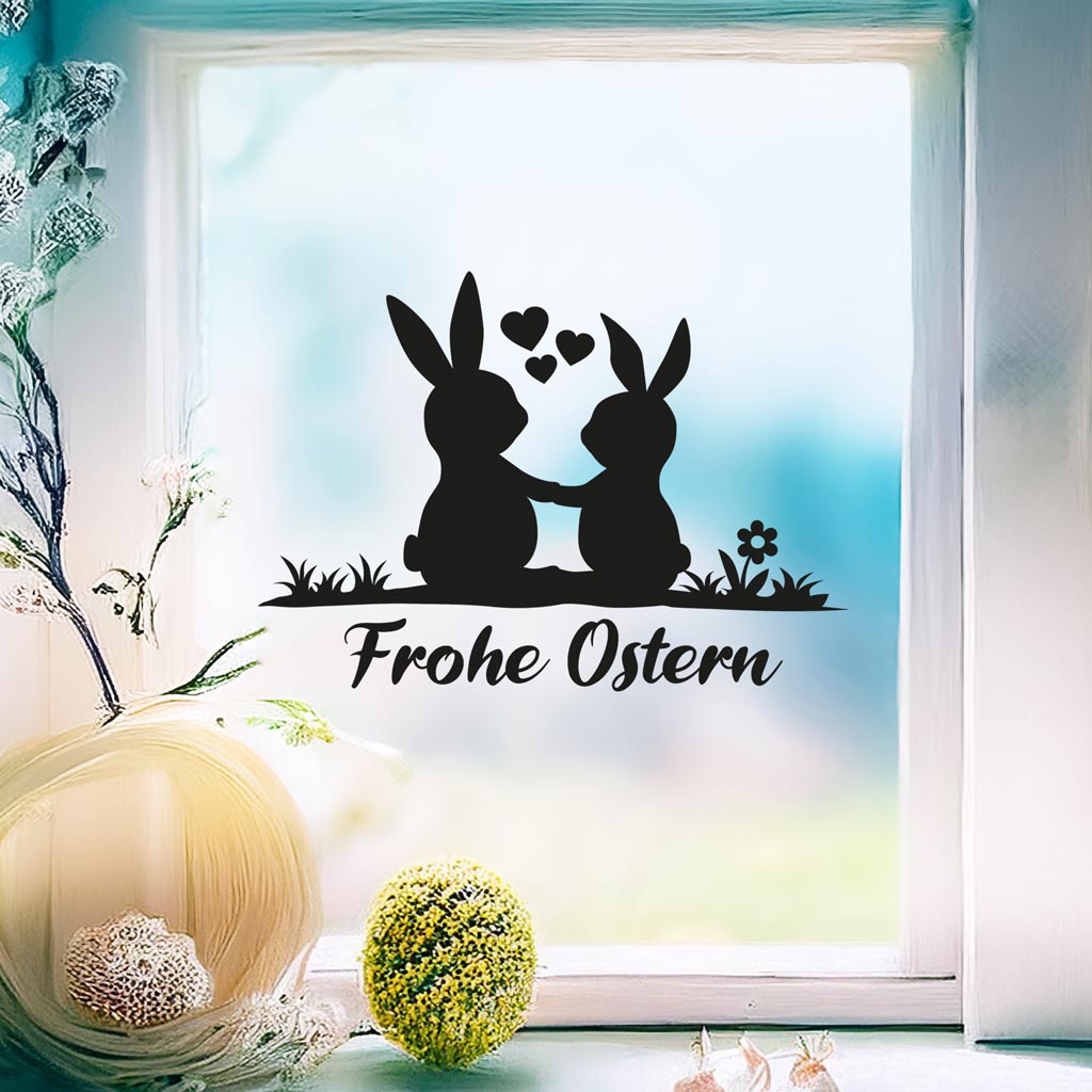 Aufkleber "Frohe Ostern" - Hasenpaar