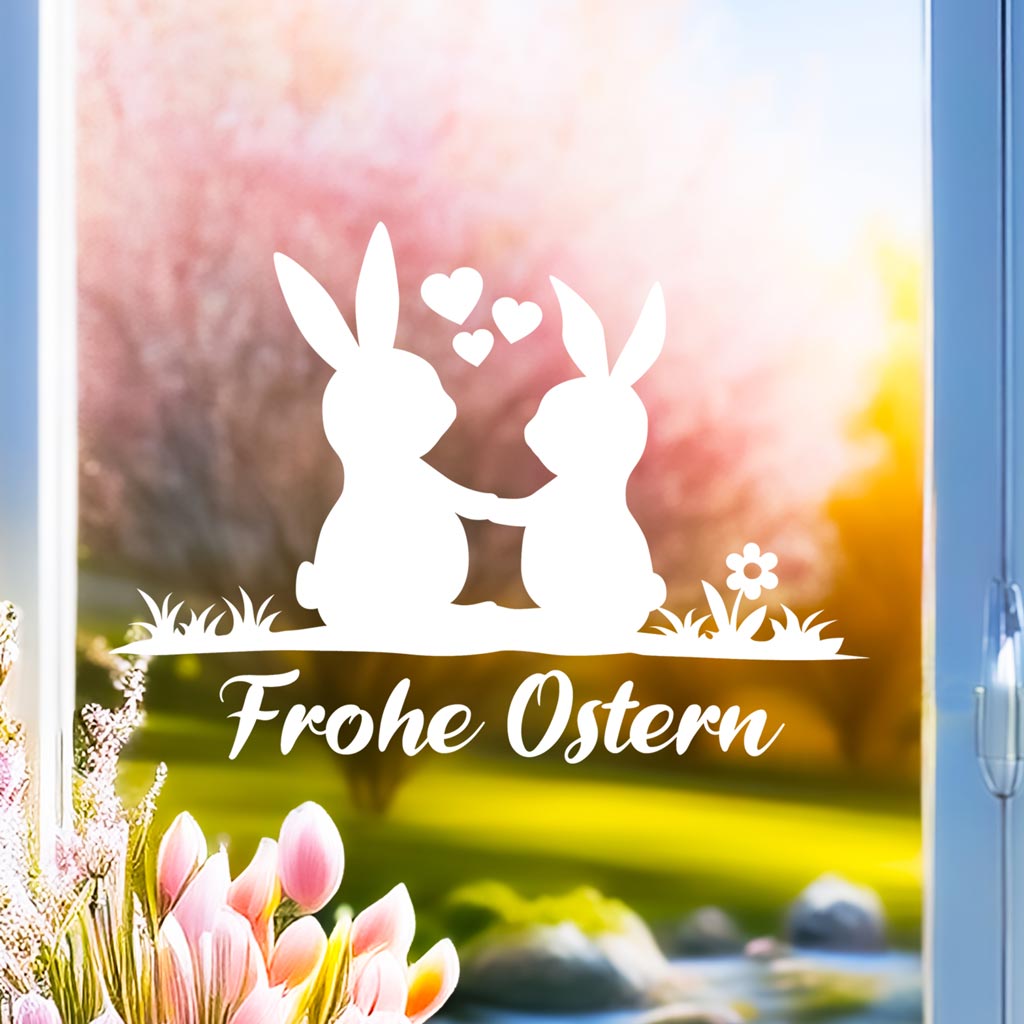 Aufkleber "Frohe Ostern" - Hasenpaar