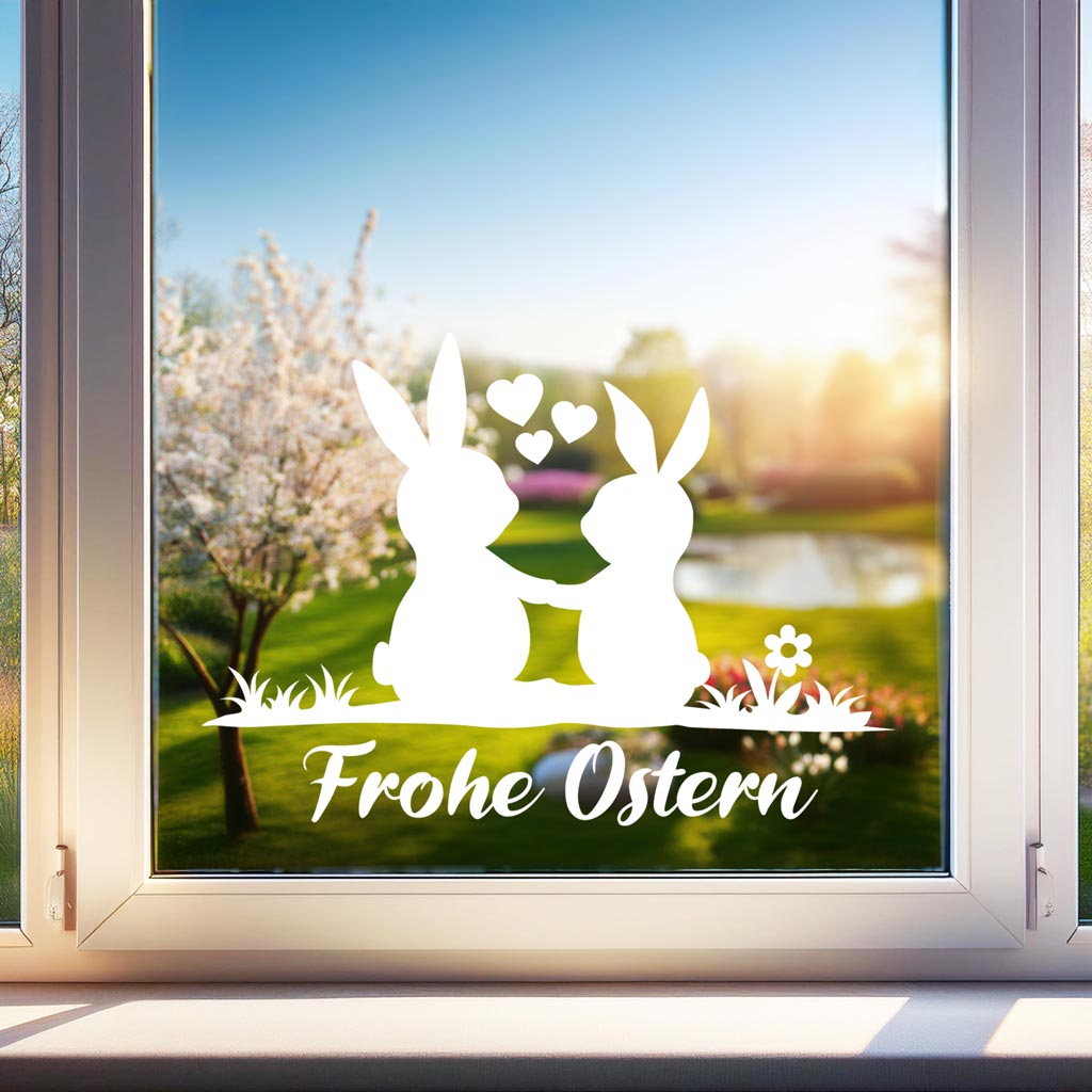 Aufkleber "Frohe Ostern" - Hasenpaar