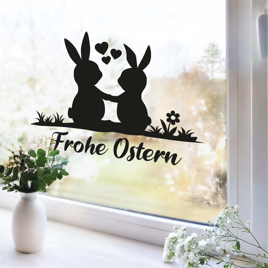 Aufkleber "Frohe Ostern" - Hasenpaar