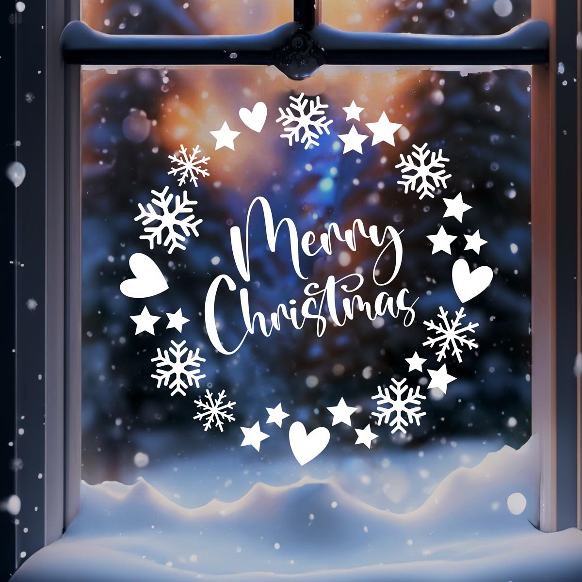 Aufkleber "Merry Christmas - Kranz"