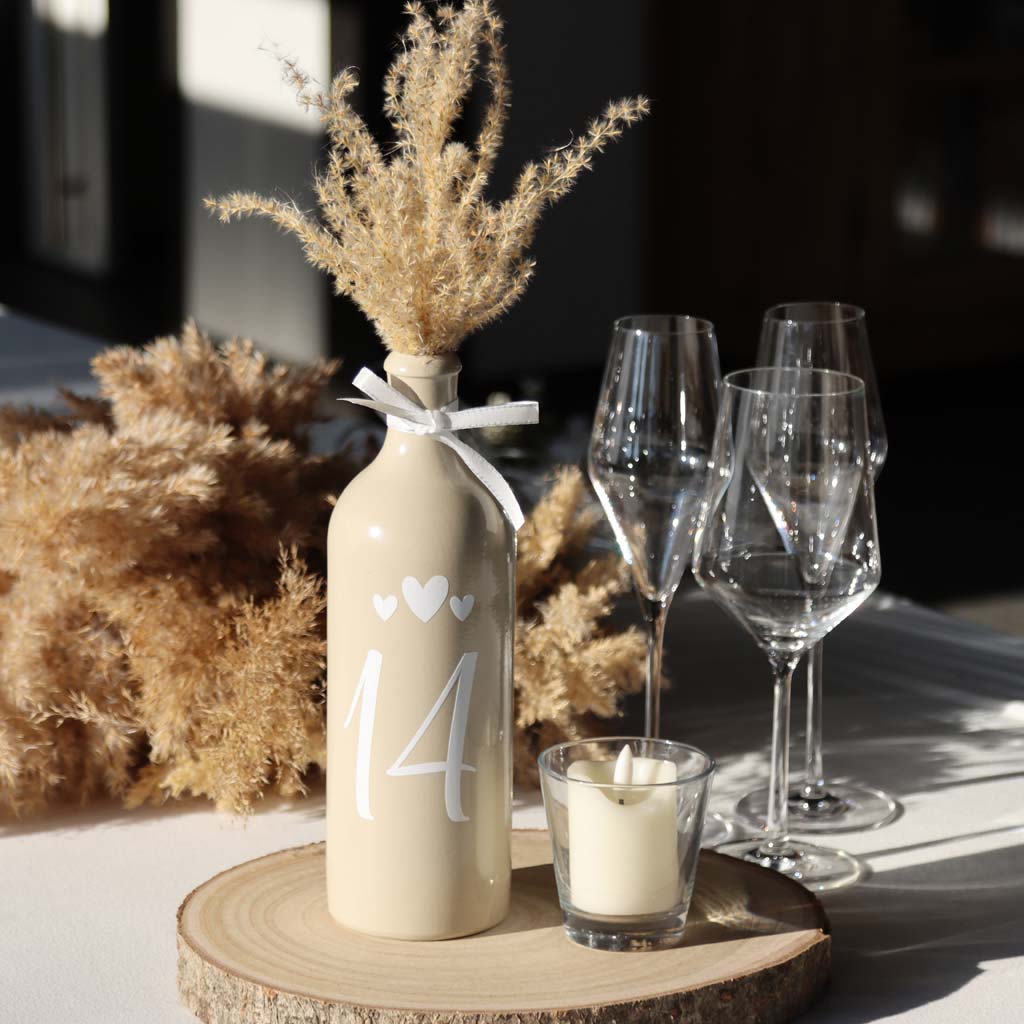 Rental item table numbers - bottle stoneware beige