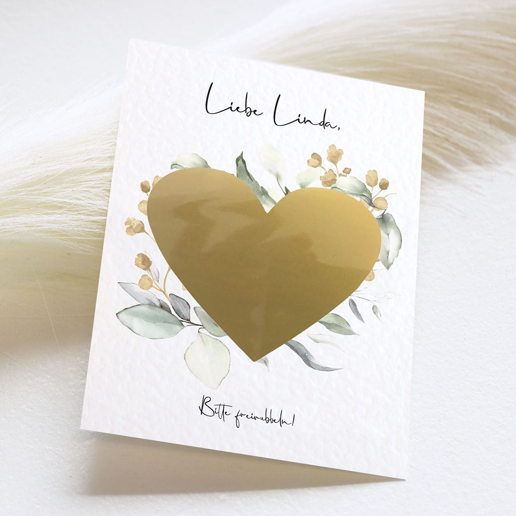 Karte "Brautjungfer" - Gold mit Rubbelherz