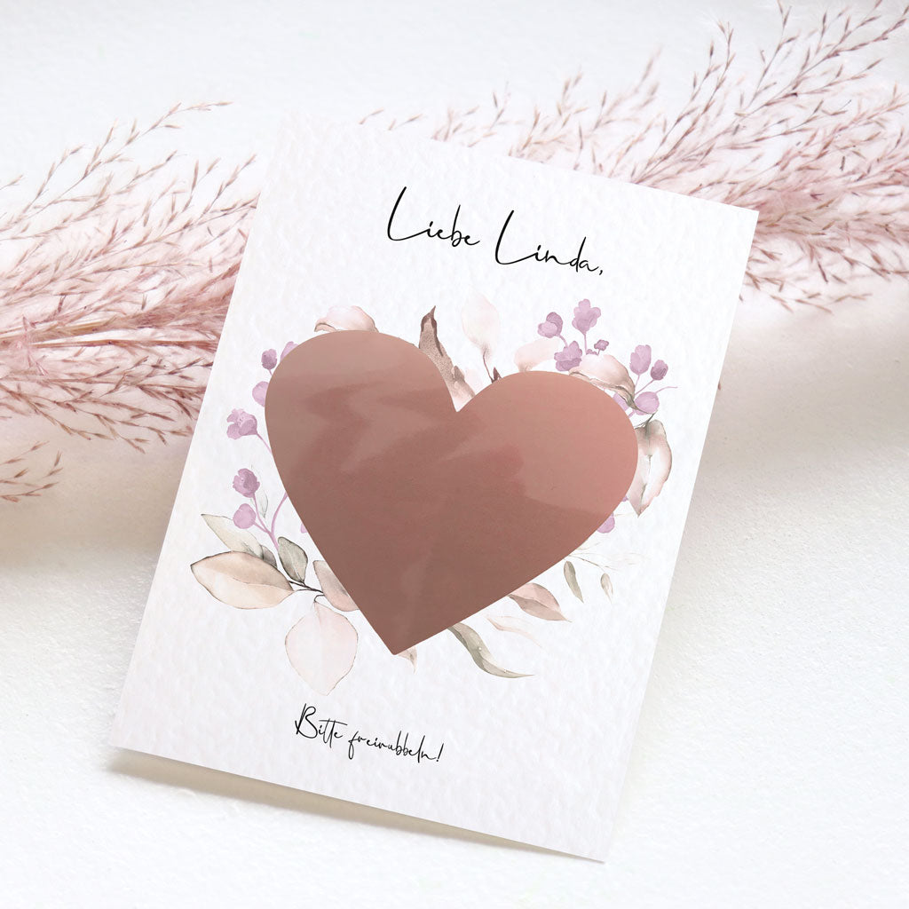 Karte "Brautjungfer" - Rosé mit Rubbelherz