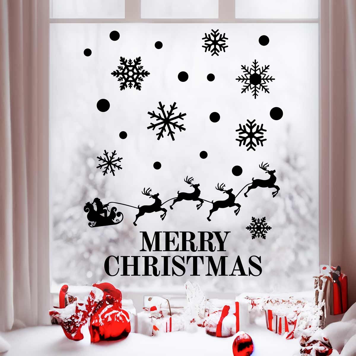 Aufkleber "Merry christmas - Schlitten"