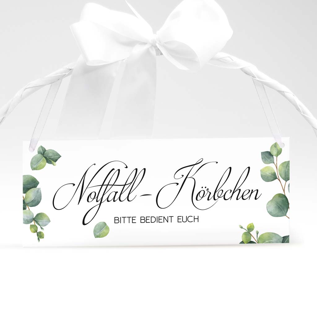 Schild "Notfall-Körbchen" - Eukalyptus