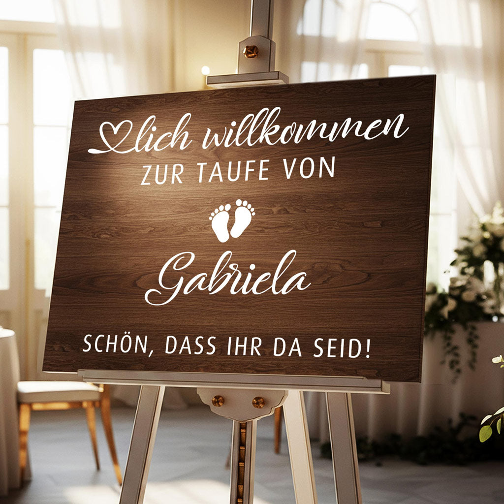 Personalisierter Aufkleber zur Taufe | Namens-Sticker für Willkommensschild | Taufdeko in Gold, Silber, Weiß oder Schwarz | Vinyl-Sticker