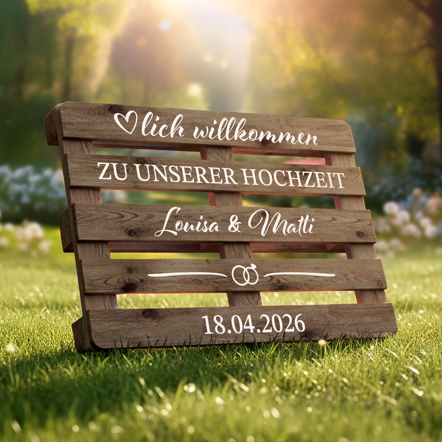 Palettenaufkleber "Hochzeit" - Louisa & Matti