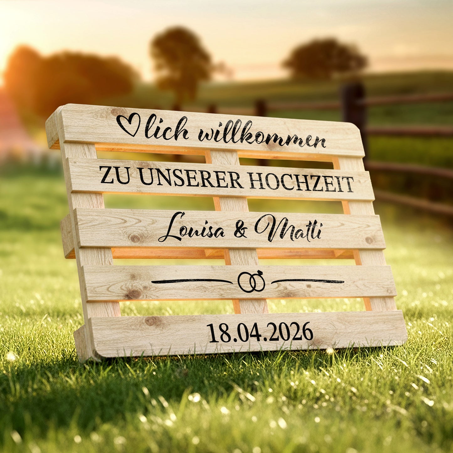 Palettenaufkleber "Hochzeit" - Louisa & Matti