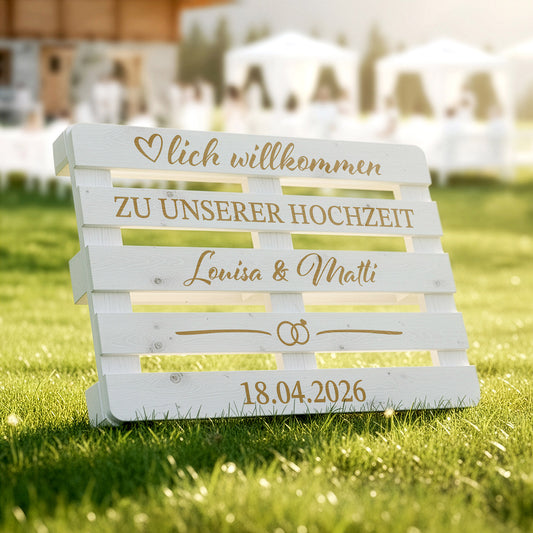 Palettenaufkleber "Hochzeit" - Louisa & Matti