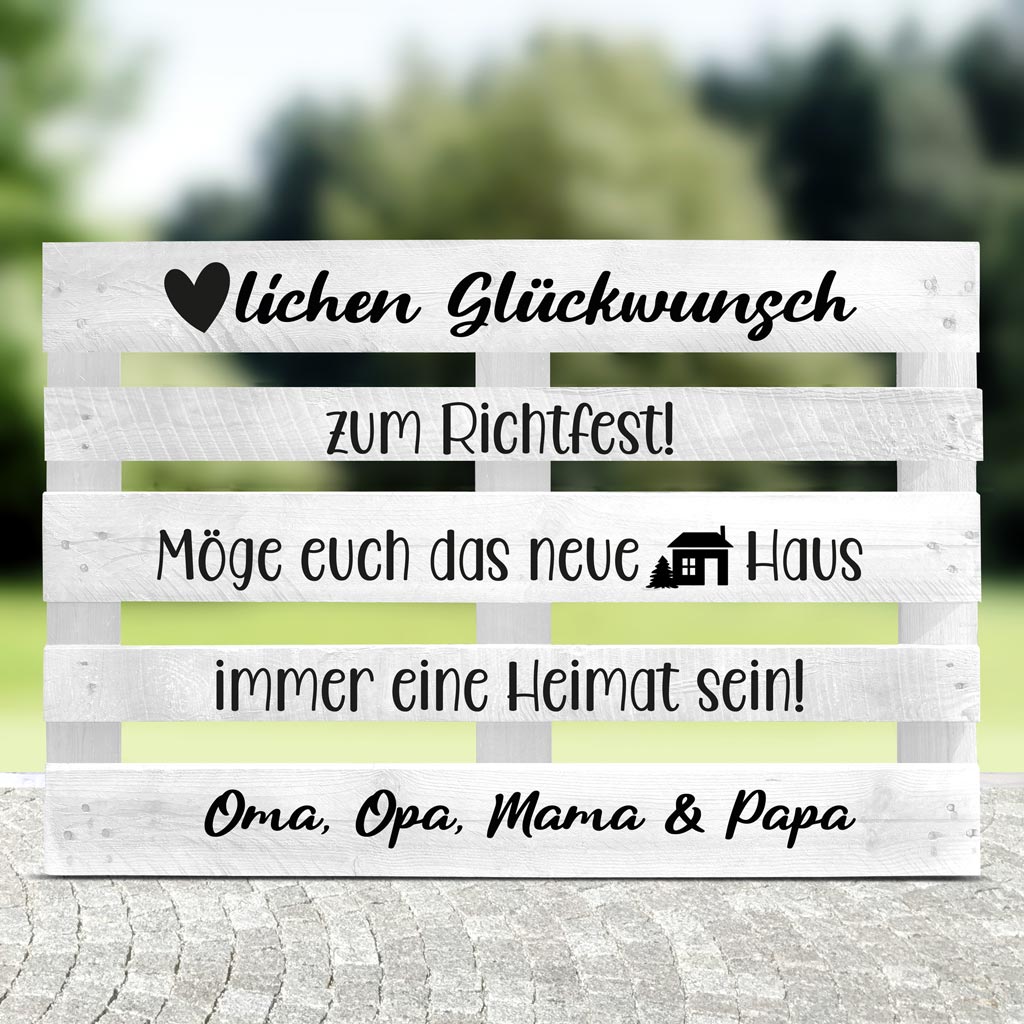 Palettenaufkleber für das Richtfest / personalierbar