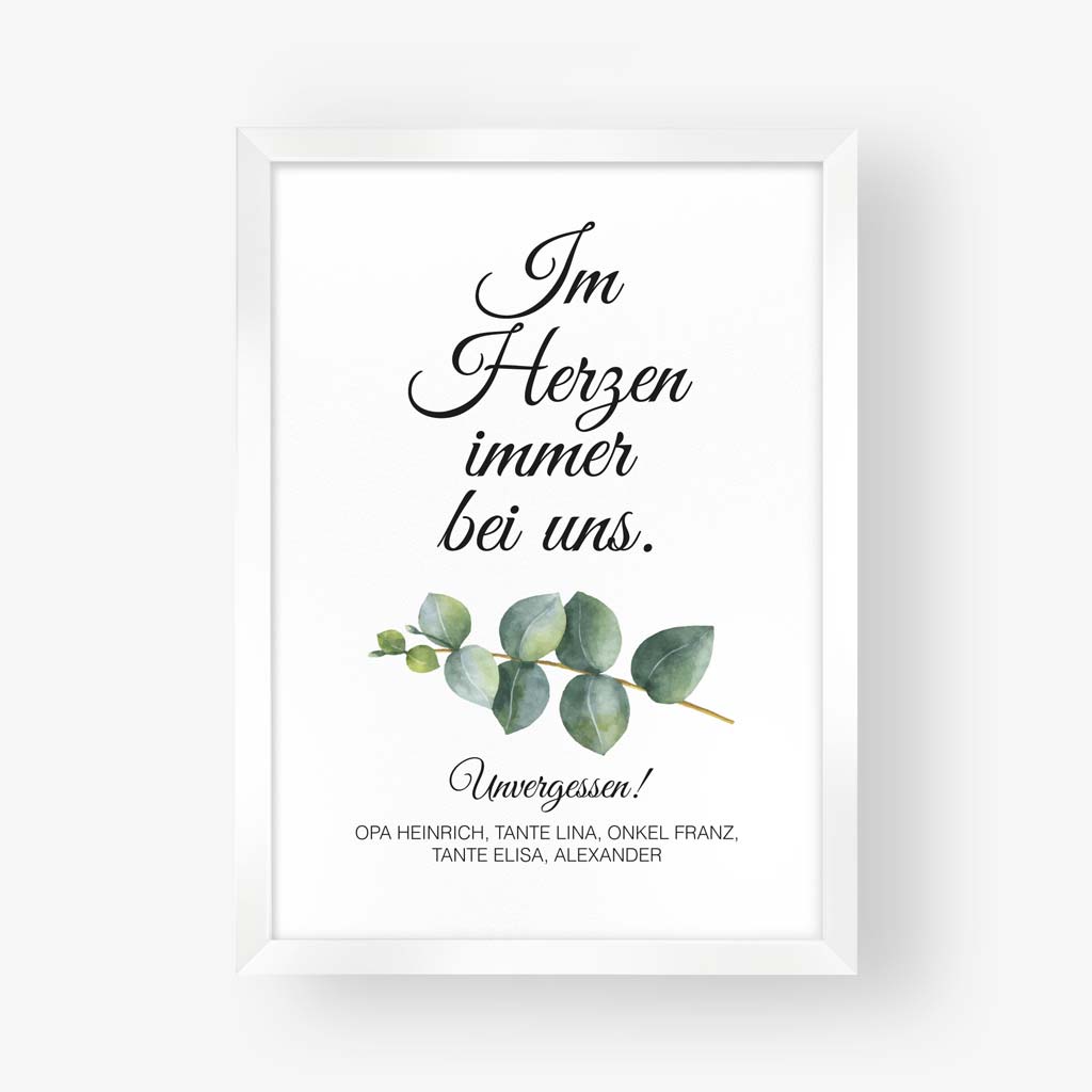 Poster "Im Herzen immer bei uns" - Eukalyptus